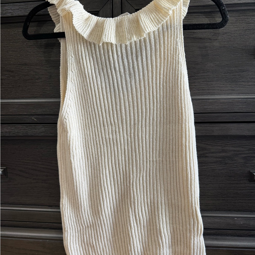 Mango Cream Ruffle Knit Tank Top - Picture 4 of 4